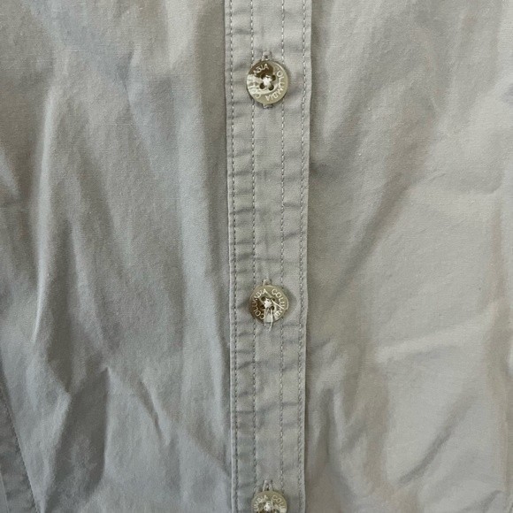 Columbia beige button down shirt with roll tab sleeves GUC size small - Picture 2 of 8